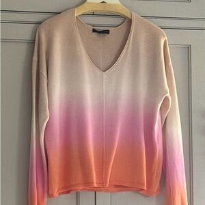 Sanctuary Ombré Pink and Orange Women's V-neck Sweater size M.